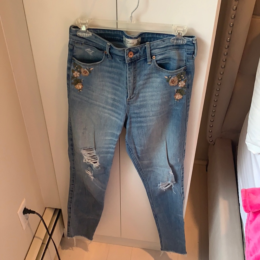 AF Super skinny high rise embroidered denim